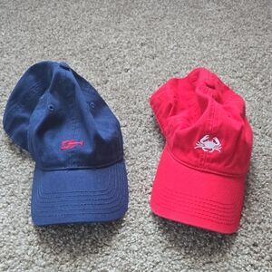 Navy and Red Baseball Caps with Embroidered Designs